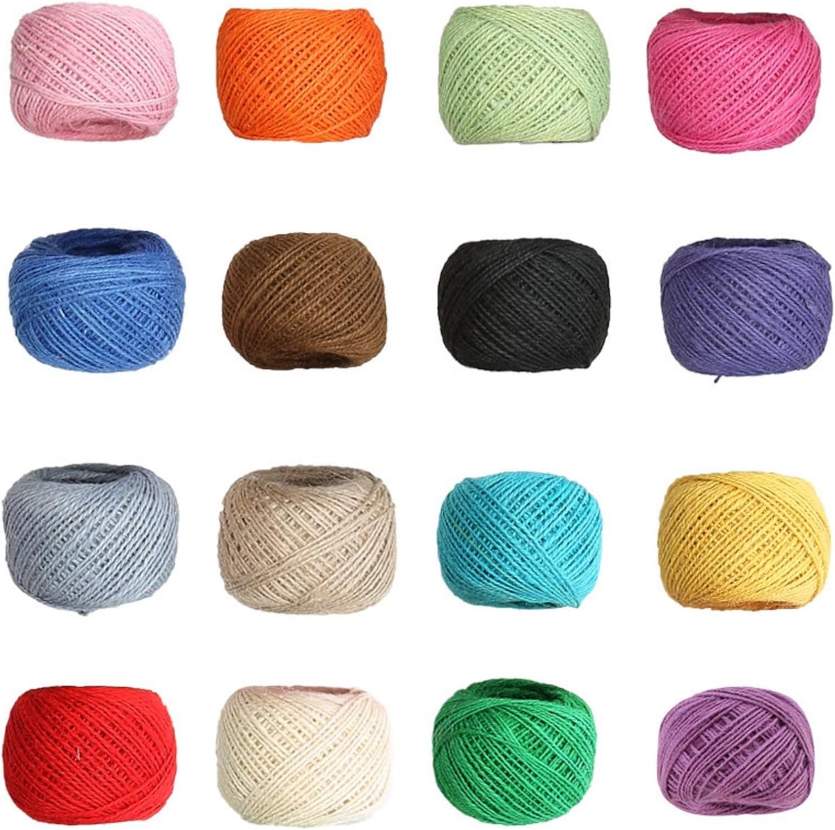 16 Rollen Kleurrijke Twine String, 480m Jute Twine,Touw String Voor Wrapping, Zachte Jute Katoen Touw 2mm
