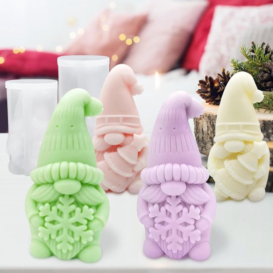 siliconen mal, 2 stuks 3D kabouter siliconen mal,kabouter,gietvormen Kerstmis,gietvormen voor kerstversiering — afbeelding 5