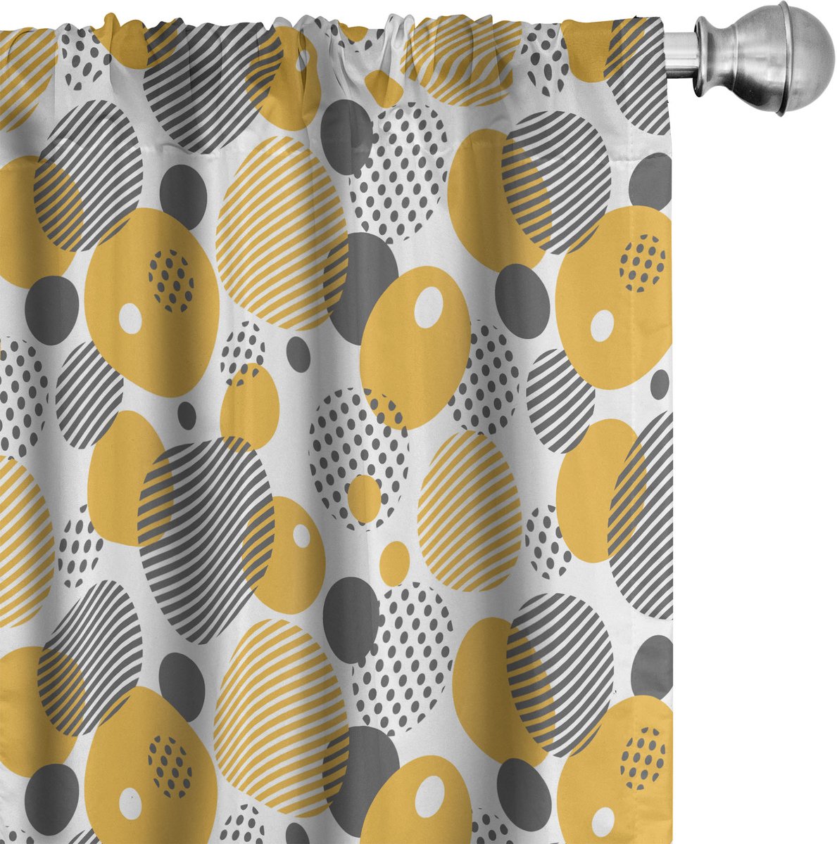 ABAKUHAUS Grijs Geel Raamgordijnen, Stippen in de Kreisen Grafiek, Lichtgewicht decoratieve 2-delige set met roedezak, 2 stuks 75 cm B x 175 cm L, Aarde Geel Grijs