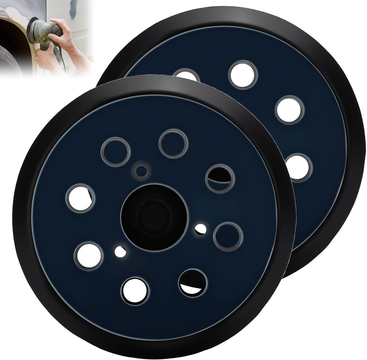 125 mm en 8 gaten, hoge kwaliteit, vervangende schuurpad, compatibel met Makita DeWalt Bosch Black Decker, schuurschijf voor excenterschuurmachine (2)