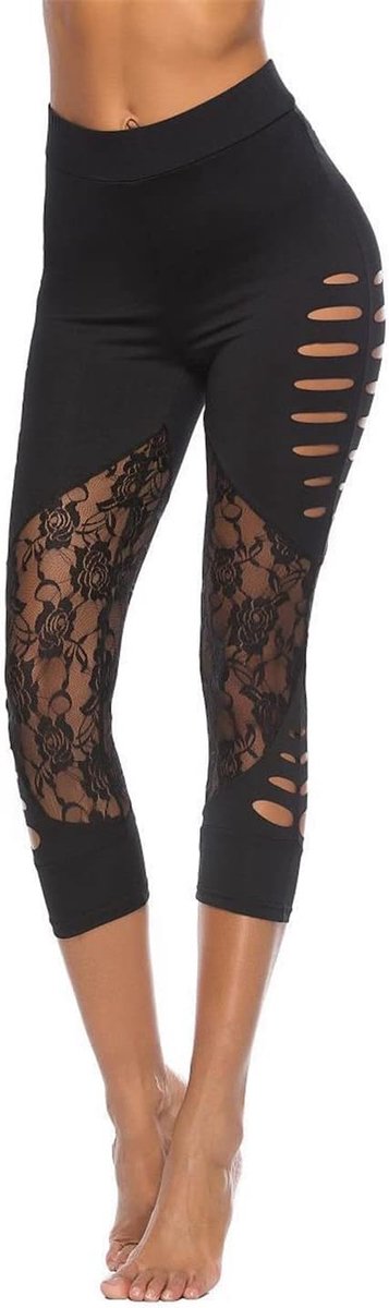 hoge taille 3/4 legging yogabroek kanten joggingbroek push-up fitnessbroek vrouwen leggings gym workout panty zachte elastische sportbroek