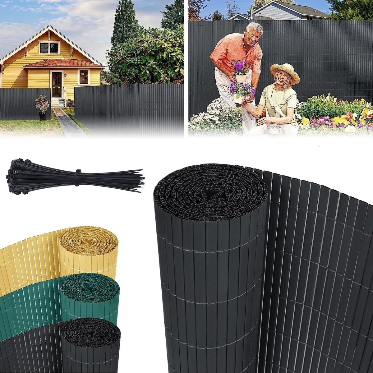 Privacyscherm 90 x 400 cm, grijs, privacyscherm, windscherm, pvc, omheining, ideaal voor de tuin, balkon, terras, uv-bestendig, weerbestendig