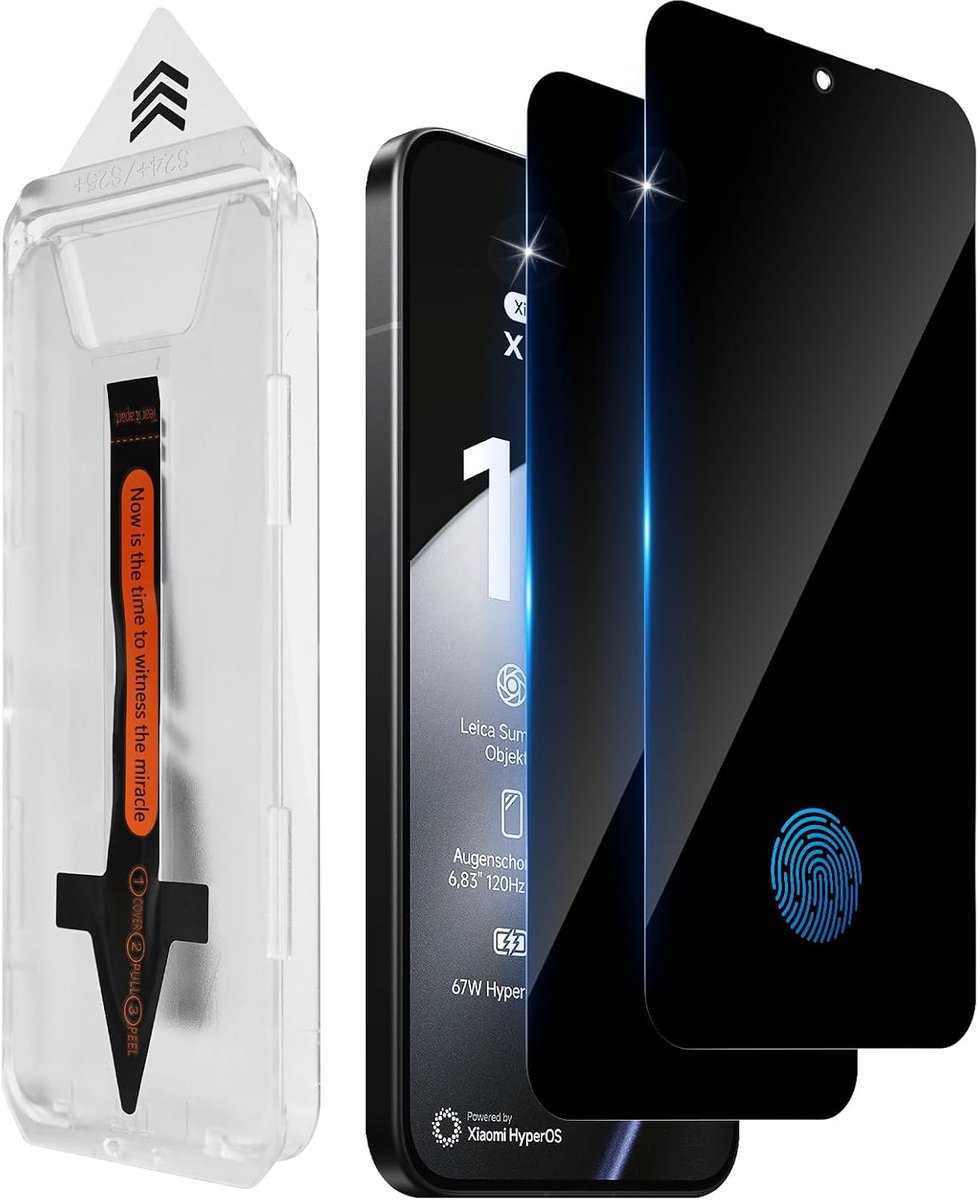 Beschermfolie voor Xiaomi 15T / 15T Pro 5G voor pantserglas, 2 stuks [auto-installatie] privacyfolie, anti-spyfolie, privacybeschermingsglas, extreem krasbestendig 9H