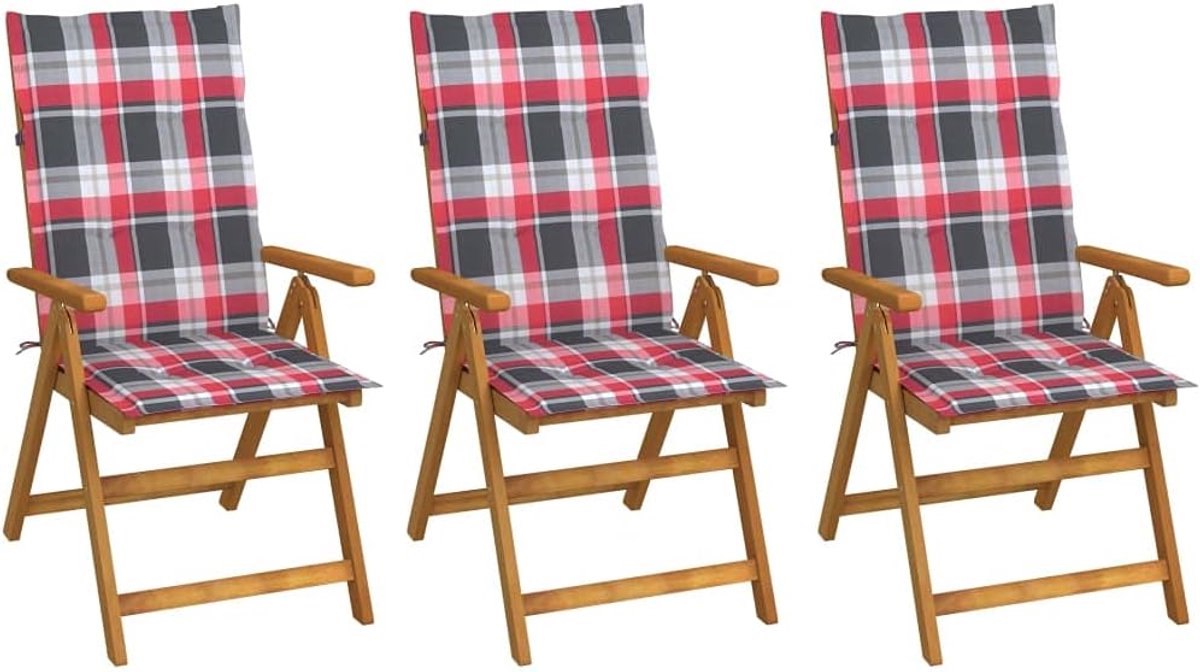 Klapstoel van acaciahout met 5-voudig verstelbare kussens, voor terras en terras, inclusief verzinkte hardware, robuust en duurzaam