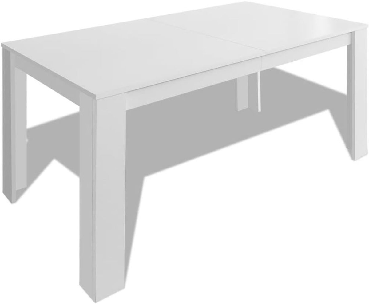 Eettafel, eetkamer, tafel, spaanplaat, houten tafel, keukentafel, 140 x 80 x 75 cm, wit, voor keuken of eetkamer