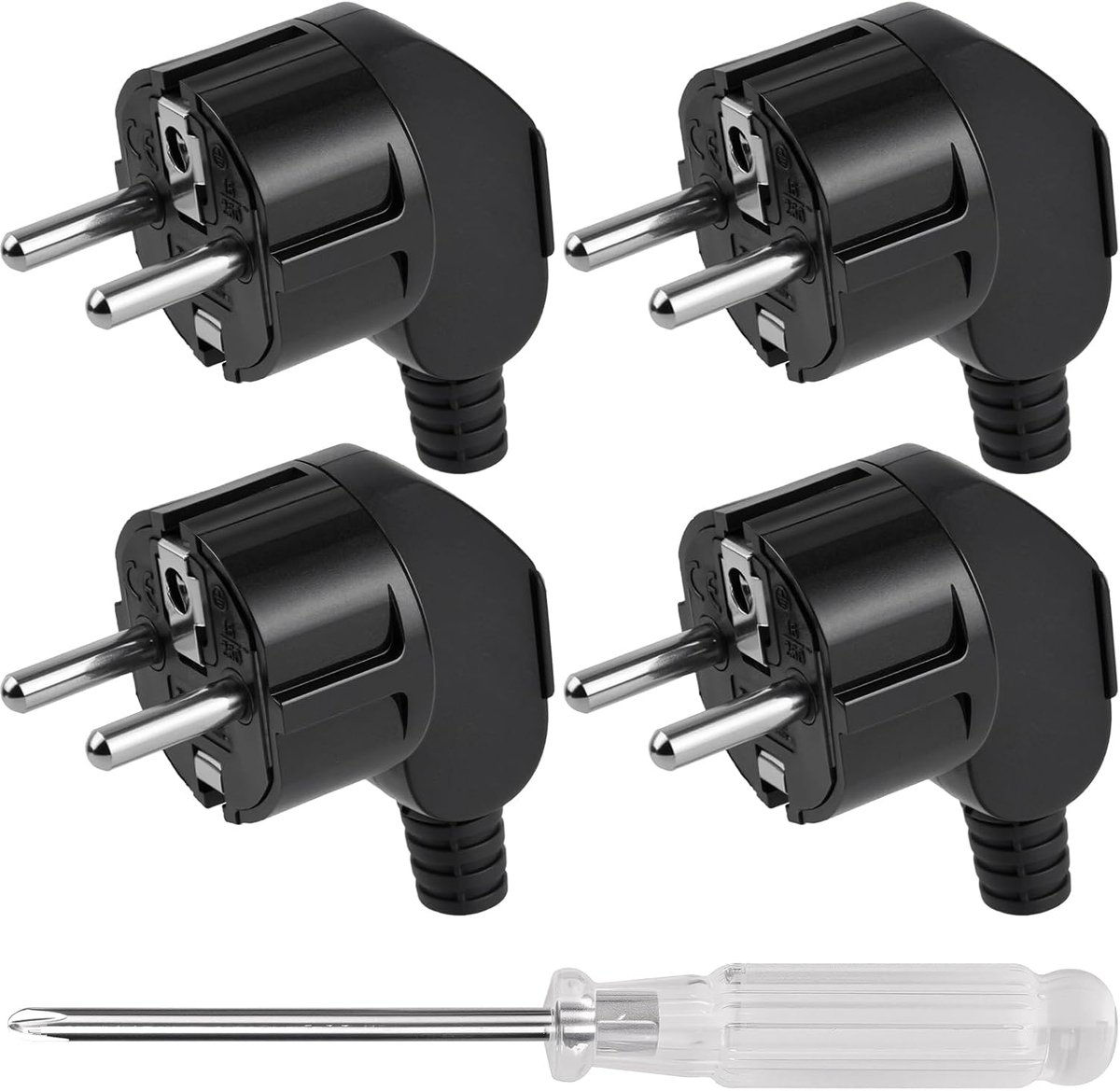 Hoekstekker 4 Pack - Male Plug - 250V - 16A - Voor veilig aansluiten van apparaten