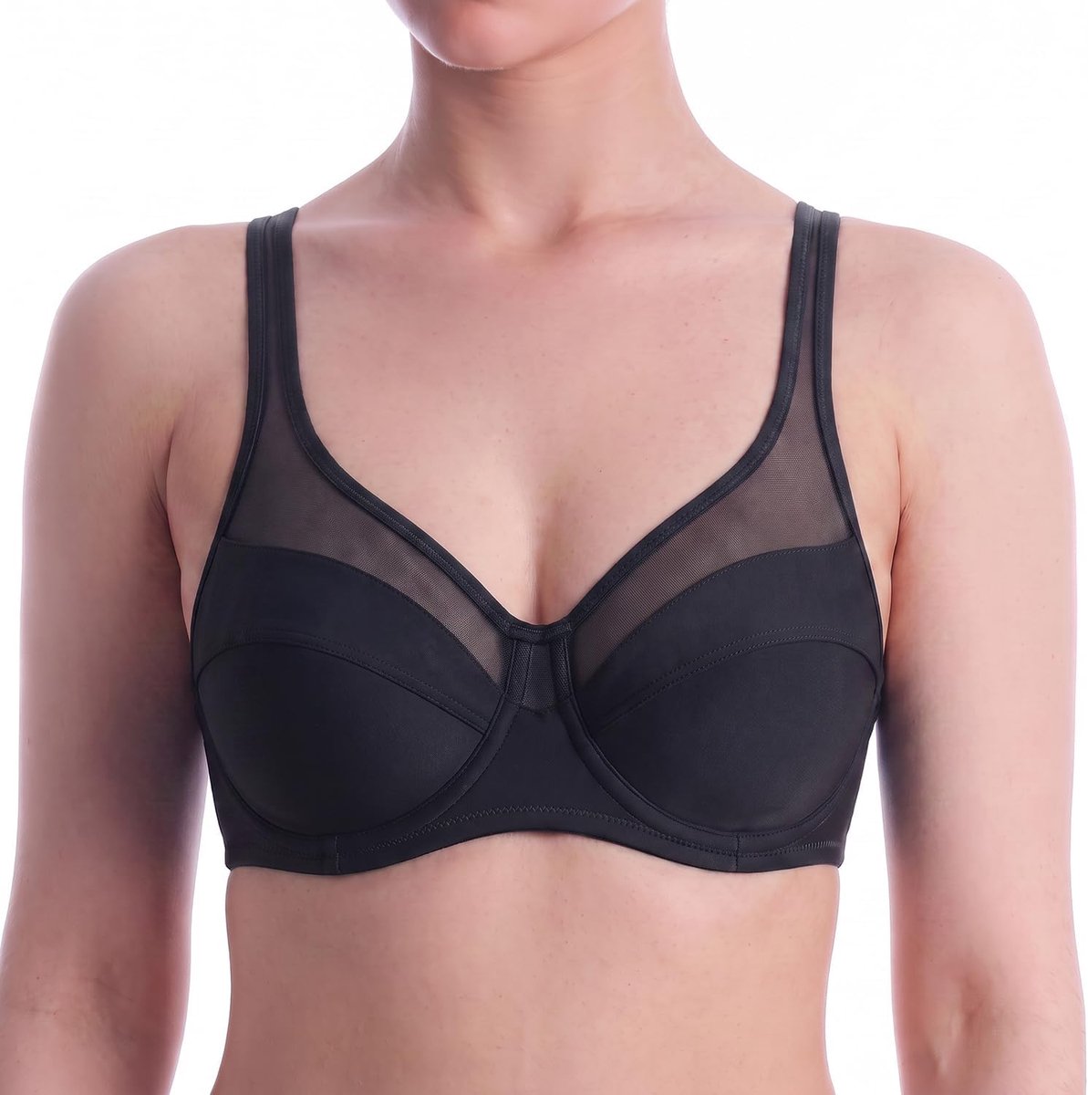 Generous Klassieke damesbeha met beugels, 1 stuk, Zwart, 85C