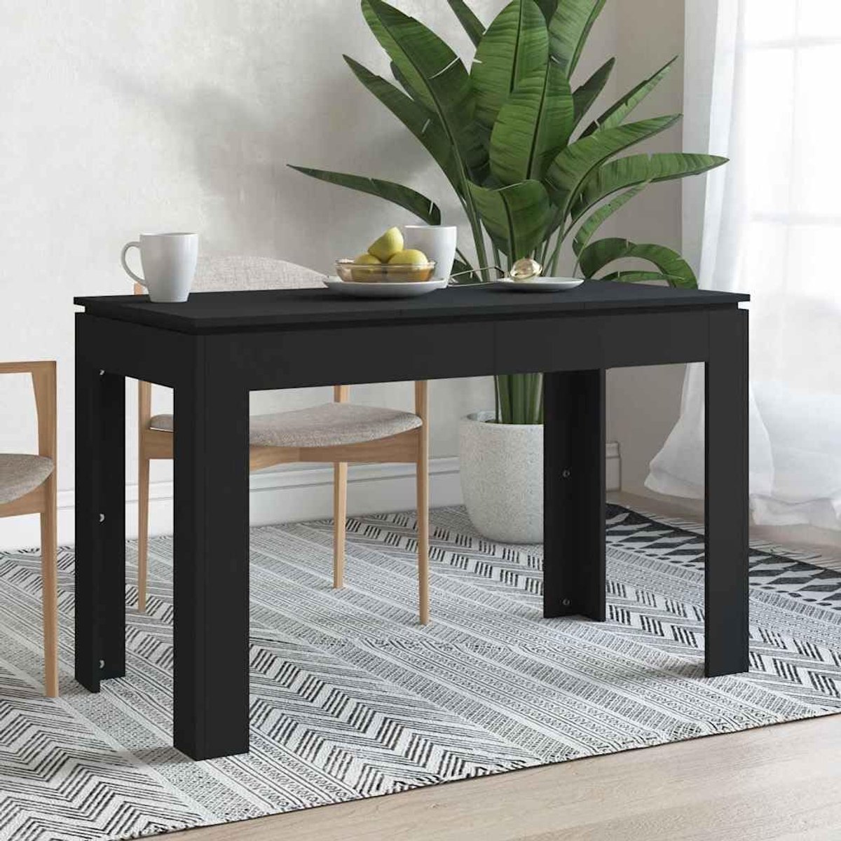 Hout eettafel voor keuken strak design zwart 120x60x76 cm