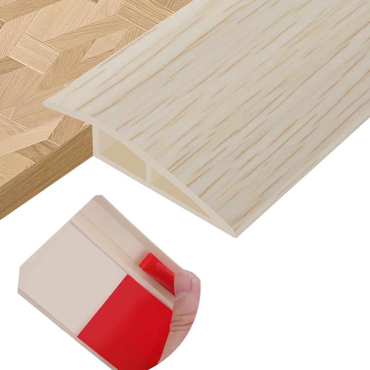 Drempellijst van pvc, overgangsband, laminaat, tapijtovergangen (houtnerf beige, 20 mm x 3 m)