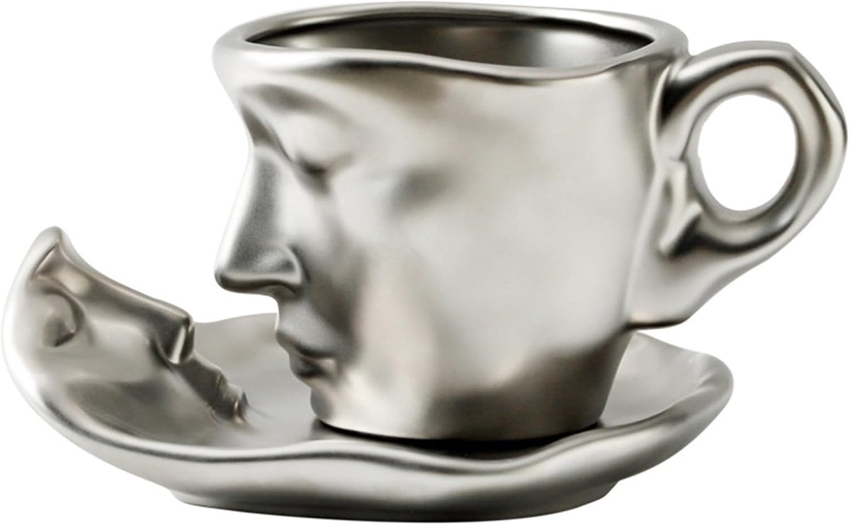 Schotel Set Keramische Mok Geschikt (Zilver)