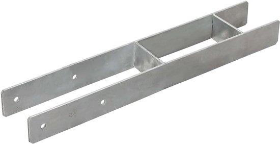 Set van 6 paaldragers, 9 x 6 x 60 cm, H-anker voor hekbouw, paalankers van thermisch verzinkt staal voor stabiliteit in de tuin — afbeelding 2