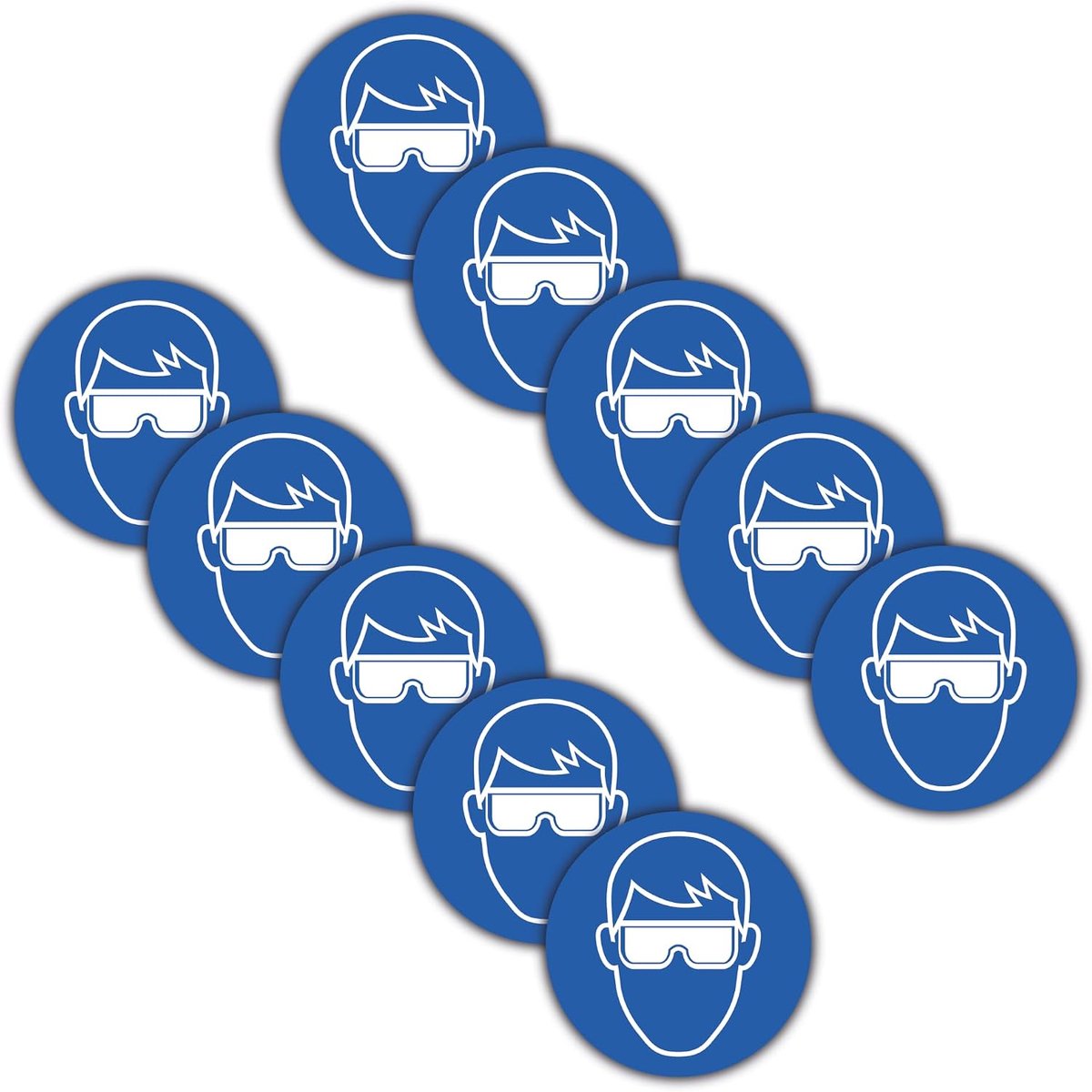 10 stuks XXL veiligheidsbril stickers Ø 21 cm oogbescherming dragen stickers met UV-bescherming, waarschuwingssignalen voor gebruik binnen en buiten