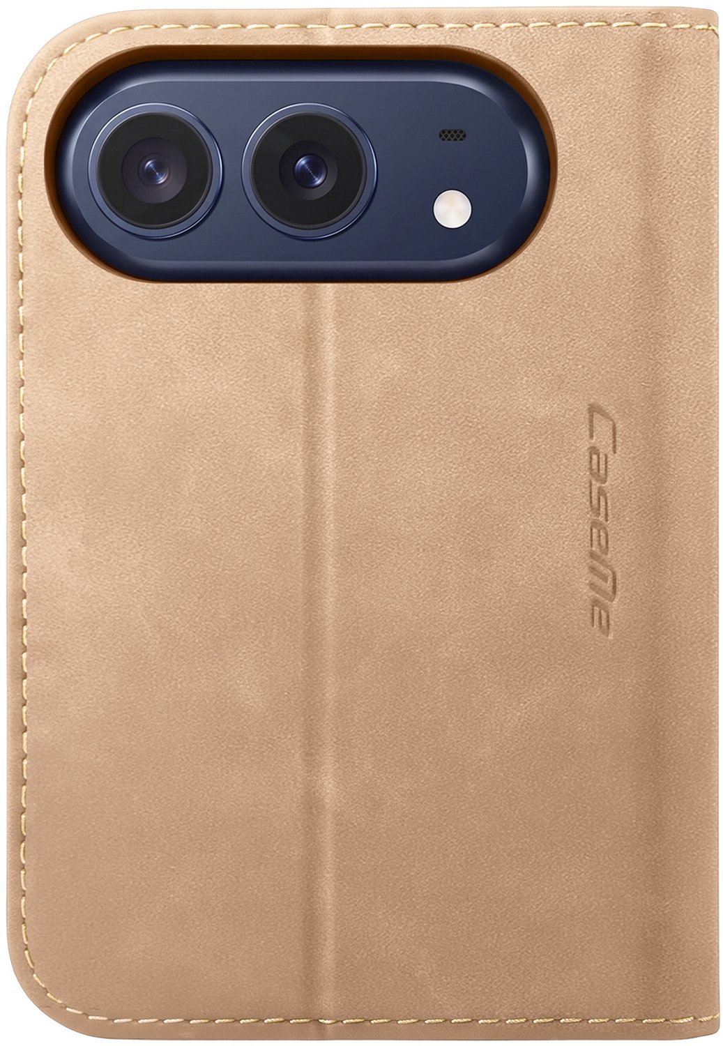 Caseme, Portemonnee Hoesje Geschikt voor Apple iPhone Duo Vintage RFID Bescherming met Standaard, Camel
