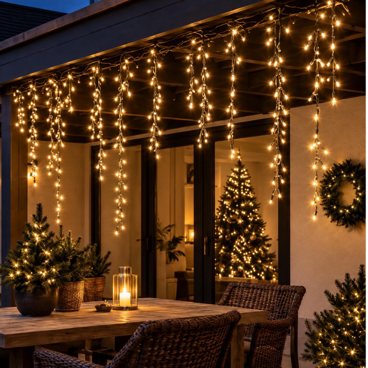 Anna's Collection Cascade clusterverlichting - 2x - 432 led lampjes - warm wit - 750 cm