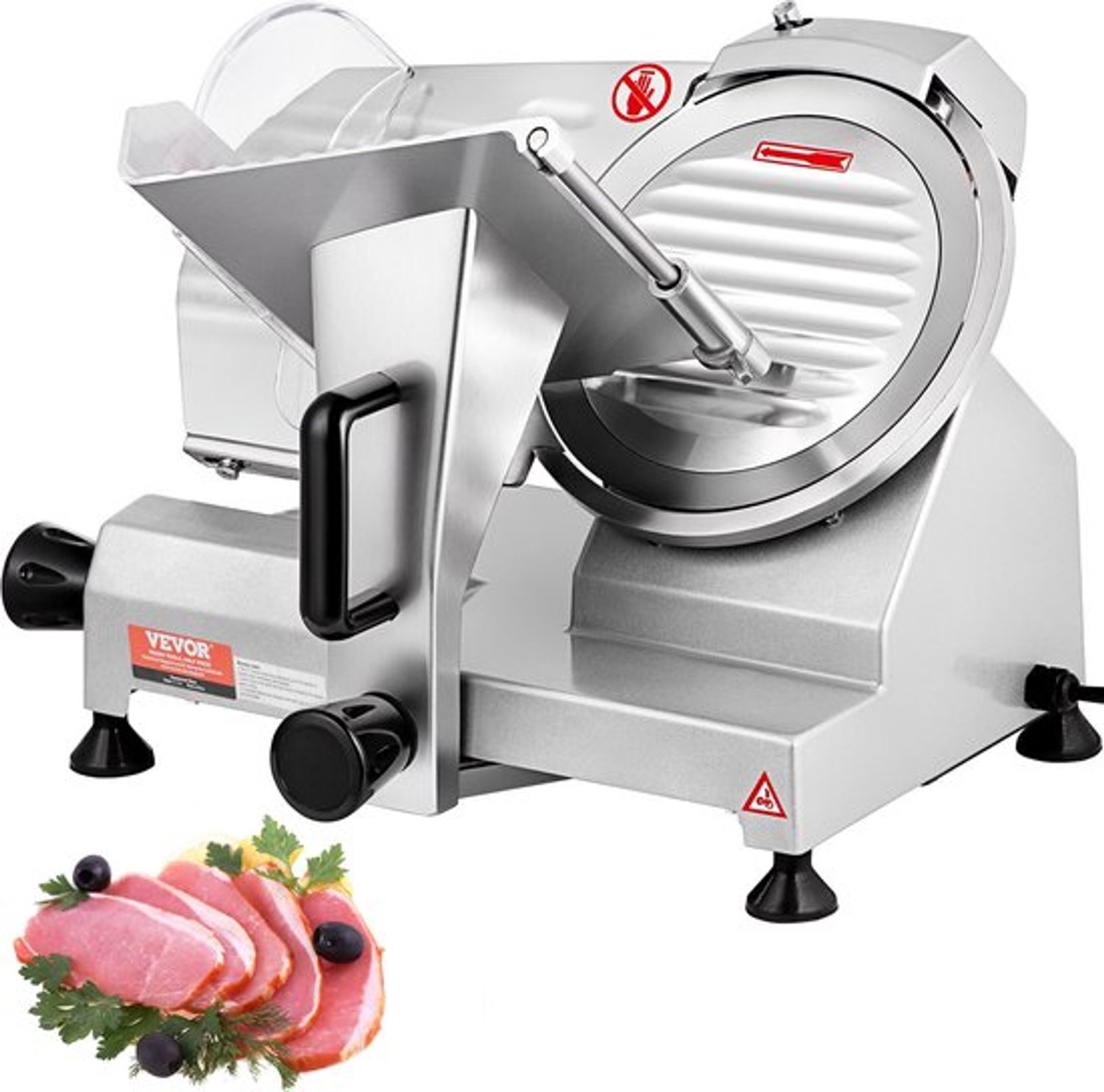 Vleessnijmachine Elektrisch - 10 Inch Mes - 200 W Vermogen - Koolstofstaal - Voor Vlees En Kaas - Keuken Snijmachine
