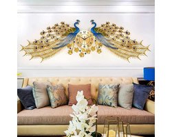 Luxe Pauwen Wandklok - Stille Uurwerken, Grote Decoratie 165x60cm
