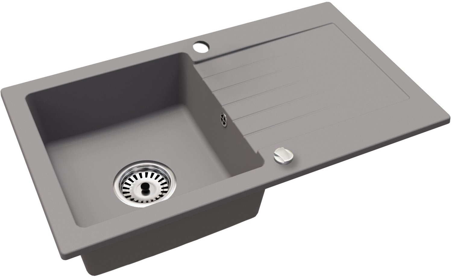 Faizee Home Alisha Granieten Spoelbak 75 × 44 cm – Keuken Spoelbak van Kwartscomposiet – Omkeerbaar – Inclusief Afvoer Grau