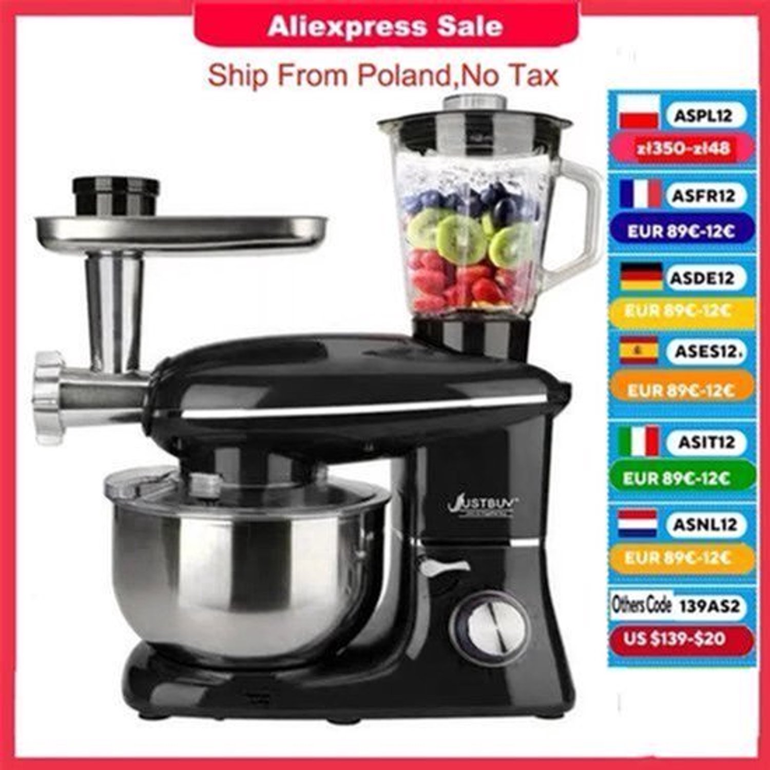 Keukenmachine – Multifuntionele Keukenmachine – Foodprocessor – Mixapparaat – 1500W Motor – Hakken En Mengen