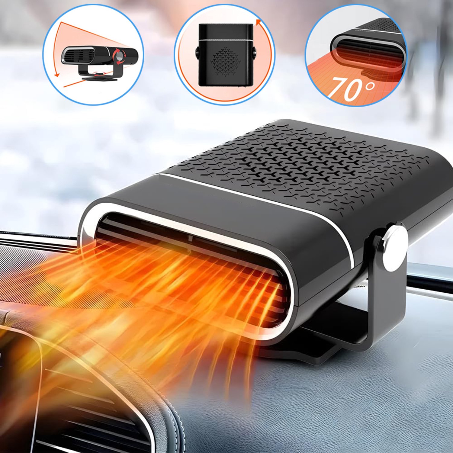 Autoverwarming 12V 150W - Autoverwarmingsventilator - Voorruitontwaseming - Ontdooier En Ontwasemer Voor Auto's In De Winter