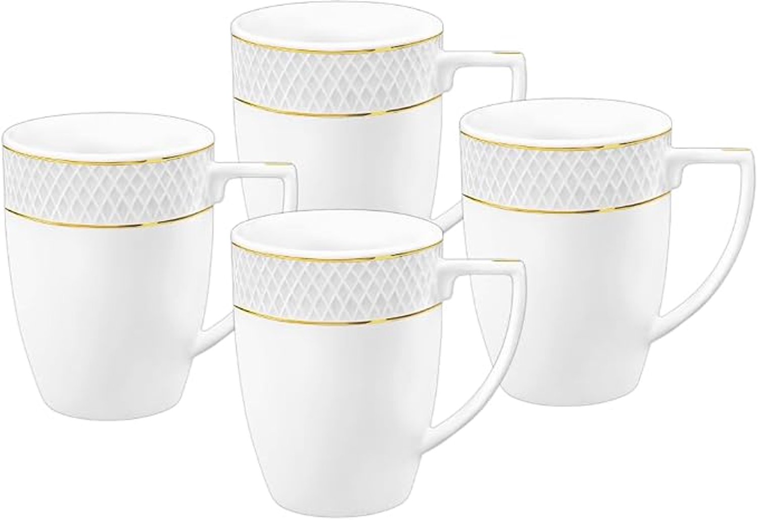 Wilmax Mok Wit Gouden Rand 4-delige Set WL-880102432/A4