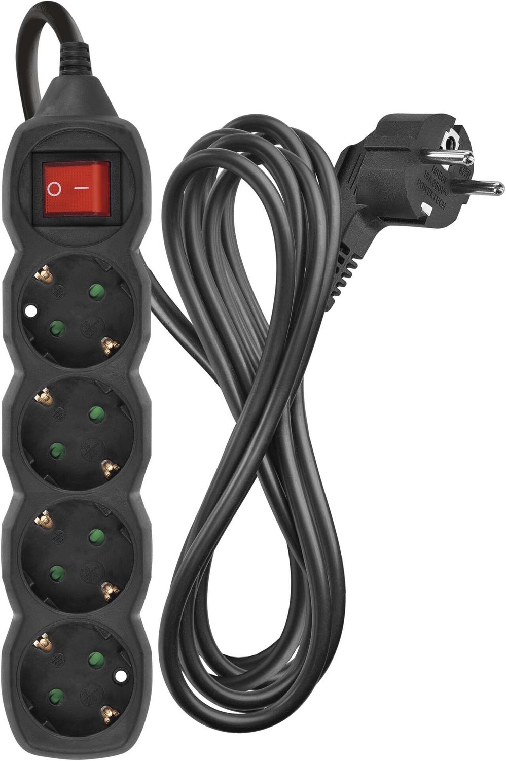 EMOS Verlengsnoer 3 m / 4 stopcontacten / met schakelaar / zwart / PVC / 1,5 mm², PC1423R