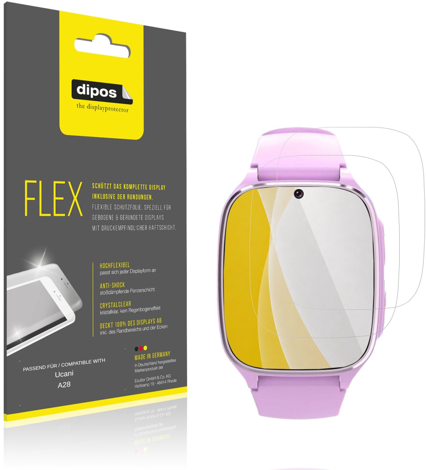 dipos – 2x Beschermfolie geschikt voor Ucani A28 | 3D Full Cover Screenprotector | 100% Passend
