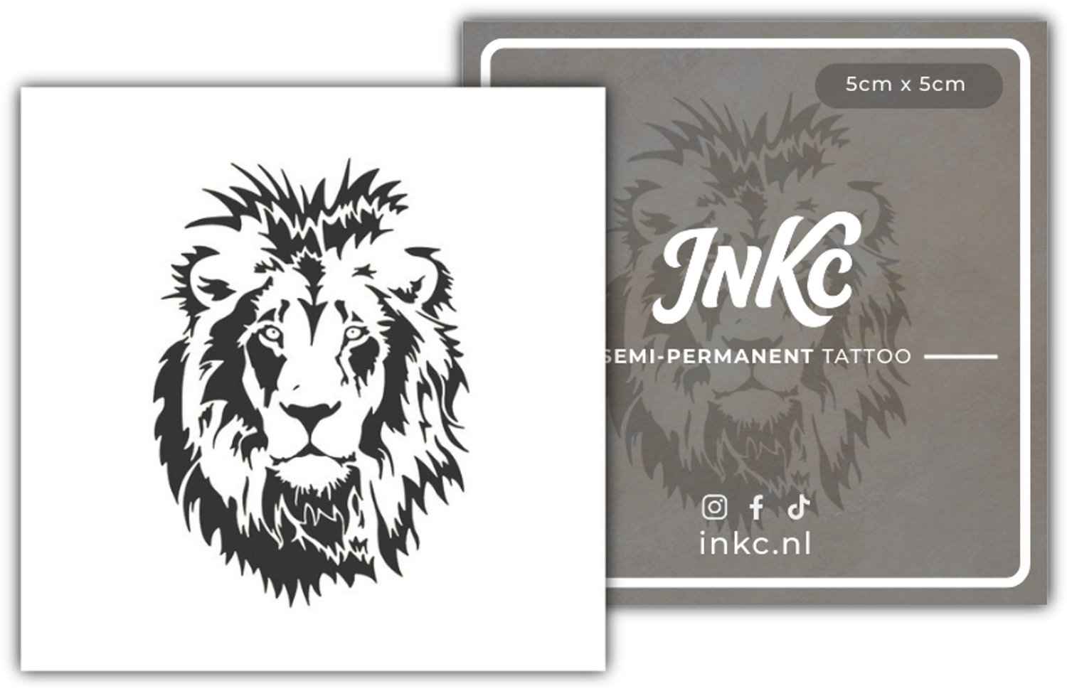 INKC - Tijdelijke Tattoo - Leeuw - Nep Tattoo - Plak Tattoos - Blijft tot 2 weken - 5 x 5cm