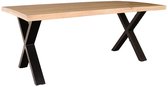 Eettafel rechthoekig mangohout Xavier lichtbruin 180cm duurzaam tafel met X-poot mango rechthoekige eetkamertafel hout
