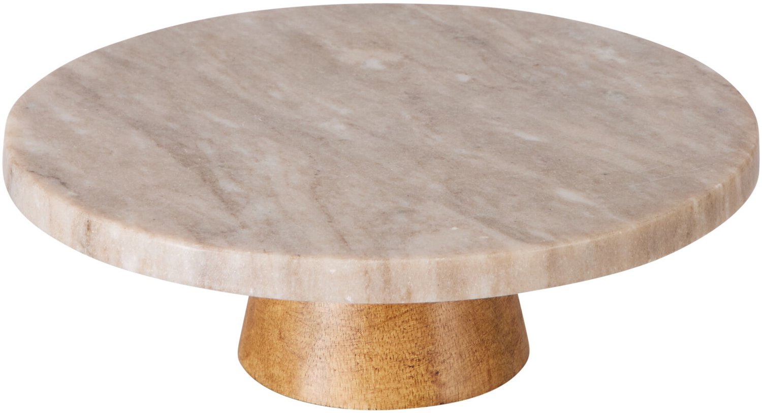 EH Excellent Houseware - Taartplateau met voet, keramisch, beige, Ø 28 cm x 9 cm