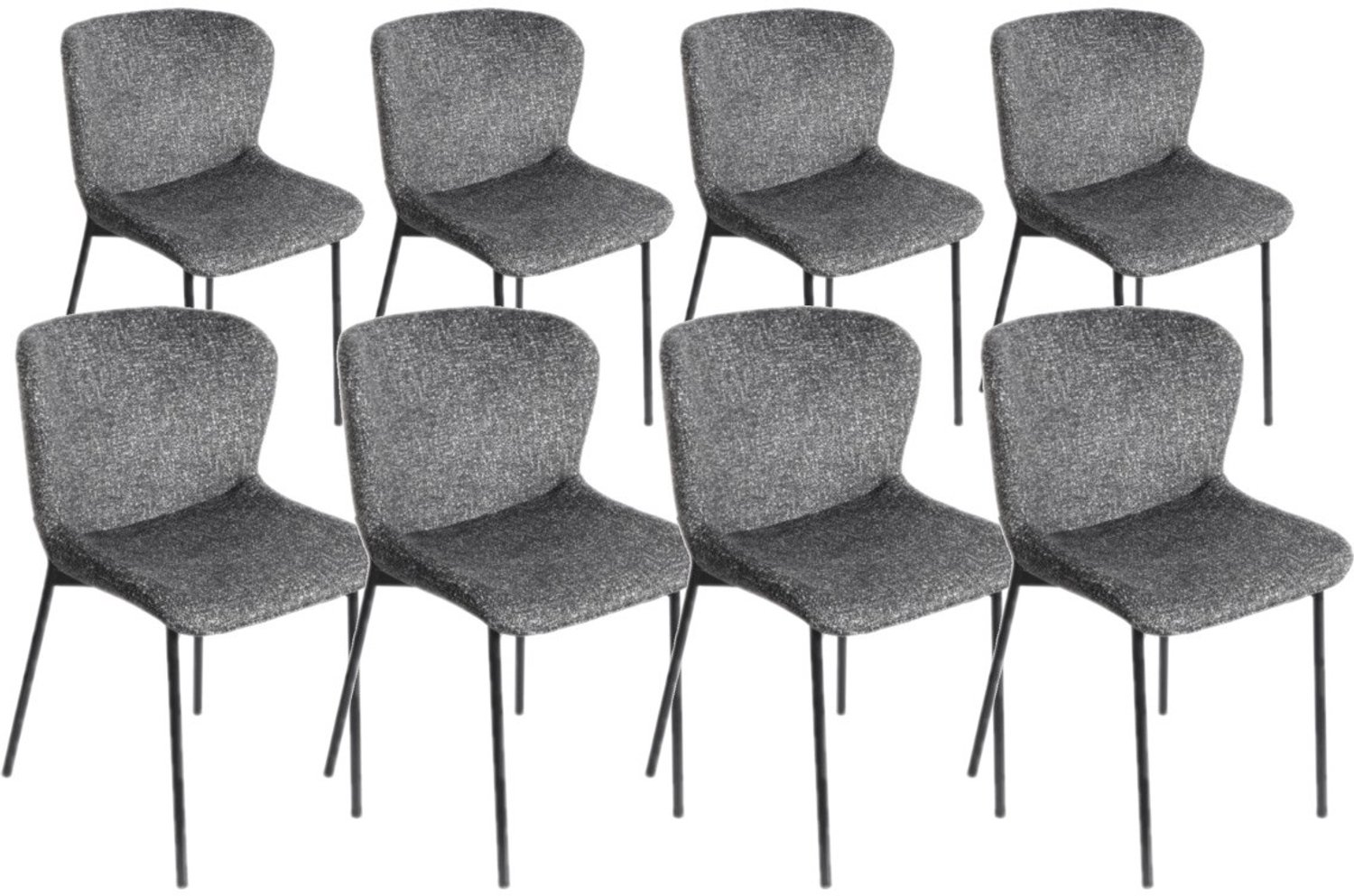 DS4U - - Vera eetkamerstoel - Set van 8 - Donkergrijs - Stof