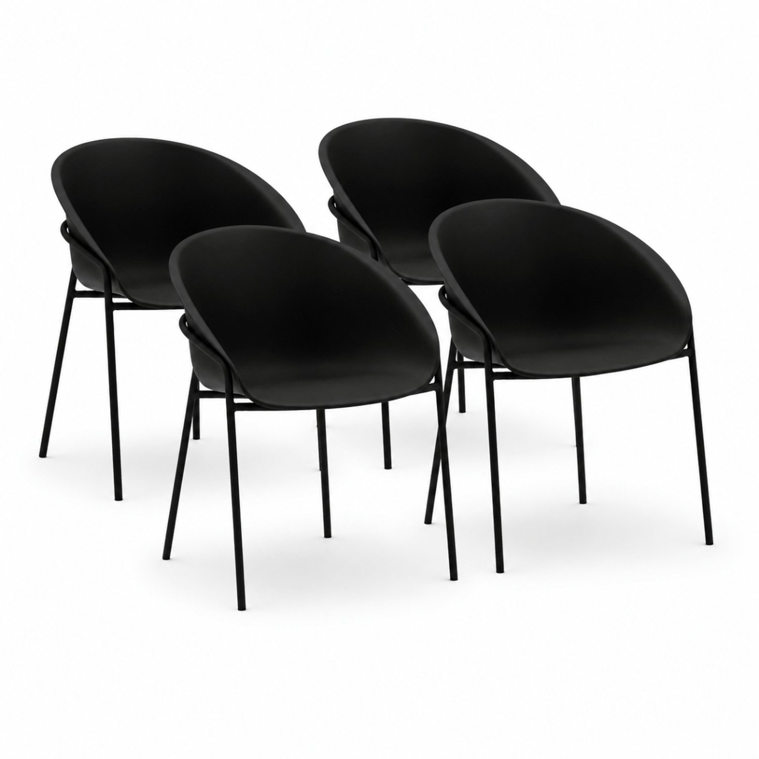 DS4U - - Ella stoel - Set van 4 - Zwart - Kunststof - Weerbestendig