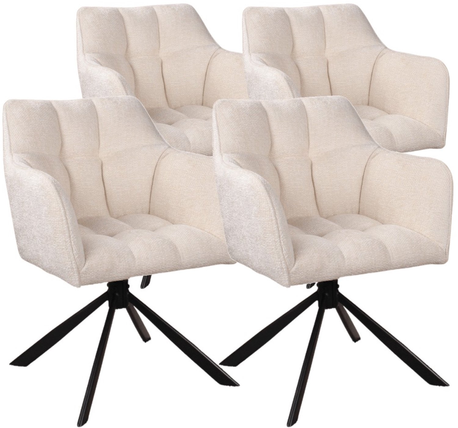 DS4U - - Puck armstoel met terugdraaifunctie - Set van 4 - Crème - Stof