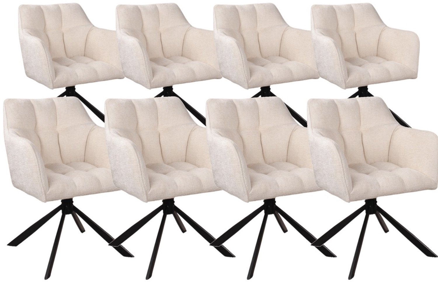 DS4U - - Puck armstoel met terugdraaifunctie - Set van 8 - Crème - Stof