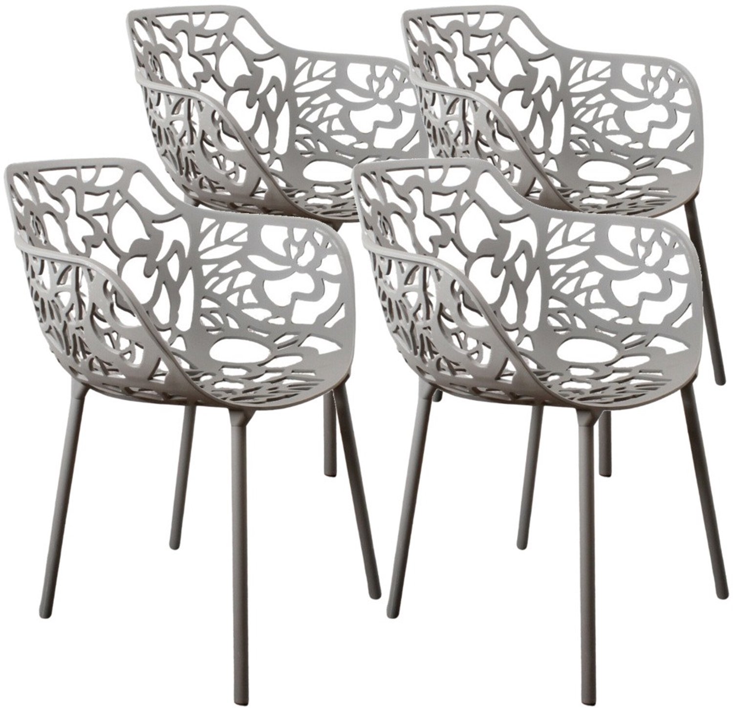 DS4U - - Cast eetkamerstoel - Set van 4 - Lichtgrijs - Aluminium - Met armleuning