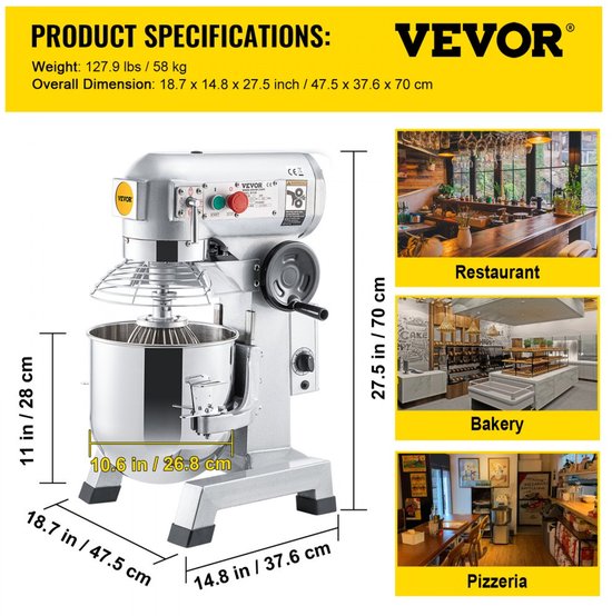 Keukenmachine Standmixer - 850 W Vermogen - 15 Qt Kominhoud - Roestvrij Staal - Met Timerfunctie — afbeelding 4