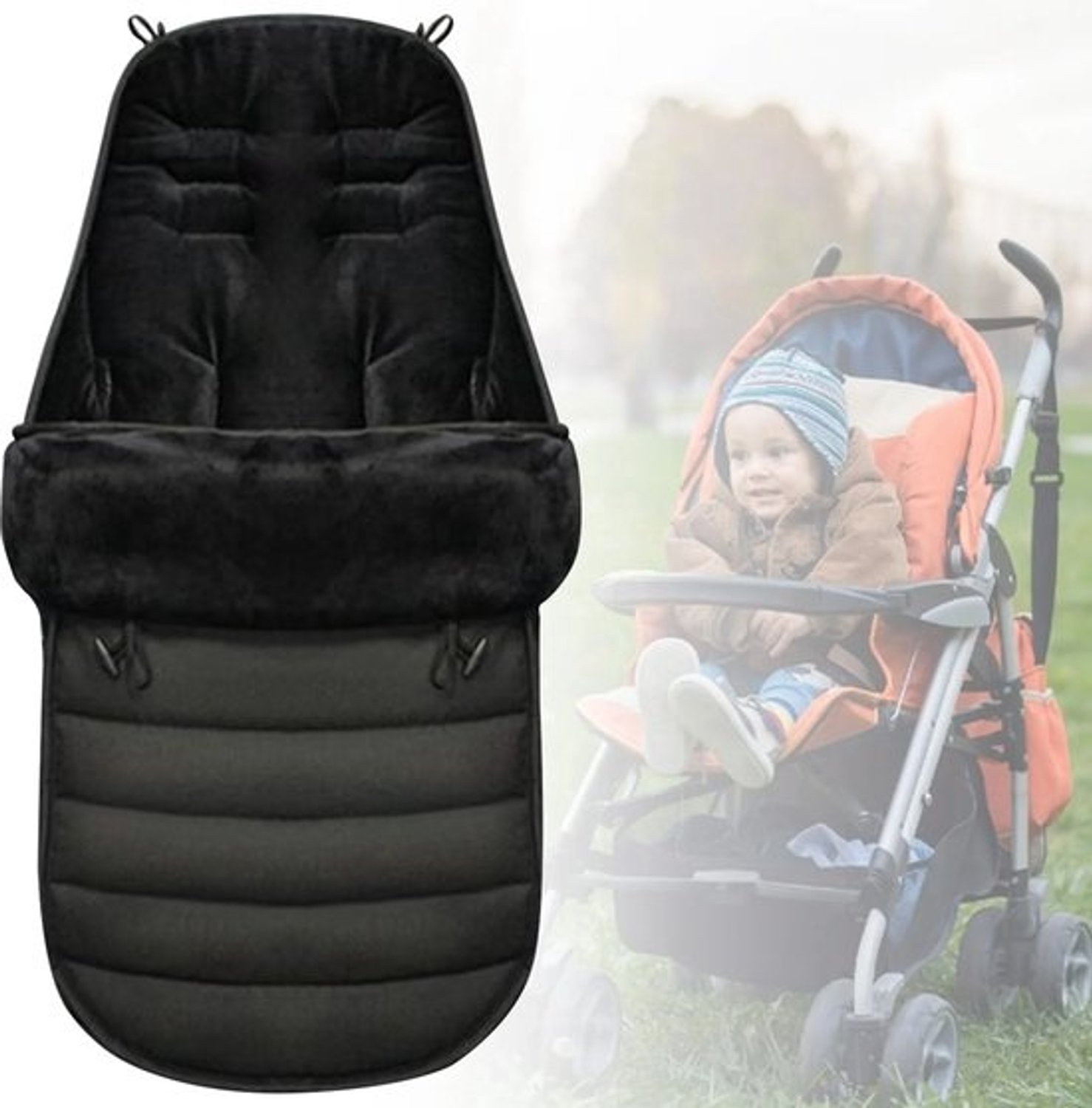 Jurrys Baby Voetenzak - Wandelwagen - Warme zak - Camping - Outdoor - Warm - Fleece - Winddicht - Slaapzak - 90cm x 24cm x 12cm