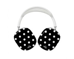 xoxo Wildhearts hoesje geschikt voor AirPods Max (2) - Polka Dots (Zwart) - Ook als telefoonhoesje verkrijgbaar - schokbestendige case - koptelefoonhoesje - Beschermhoes met stippenpatroon - Zwart met witte stippen