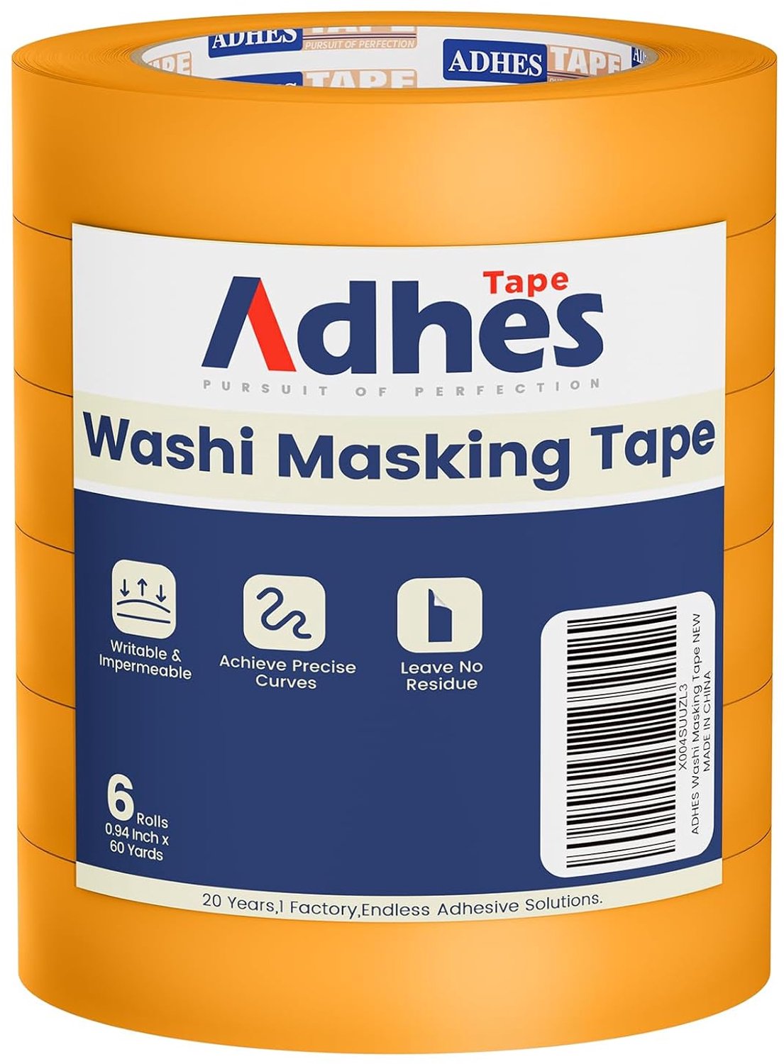 Washi tape 24 mm x 55 m - Geel - UV-bestendig - Voor decoratief schilderen - m-winkel