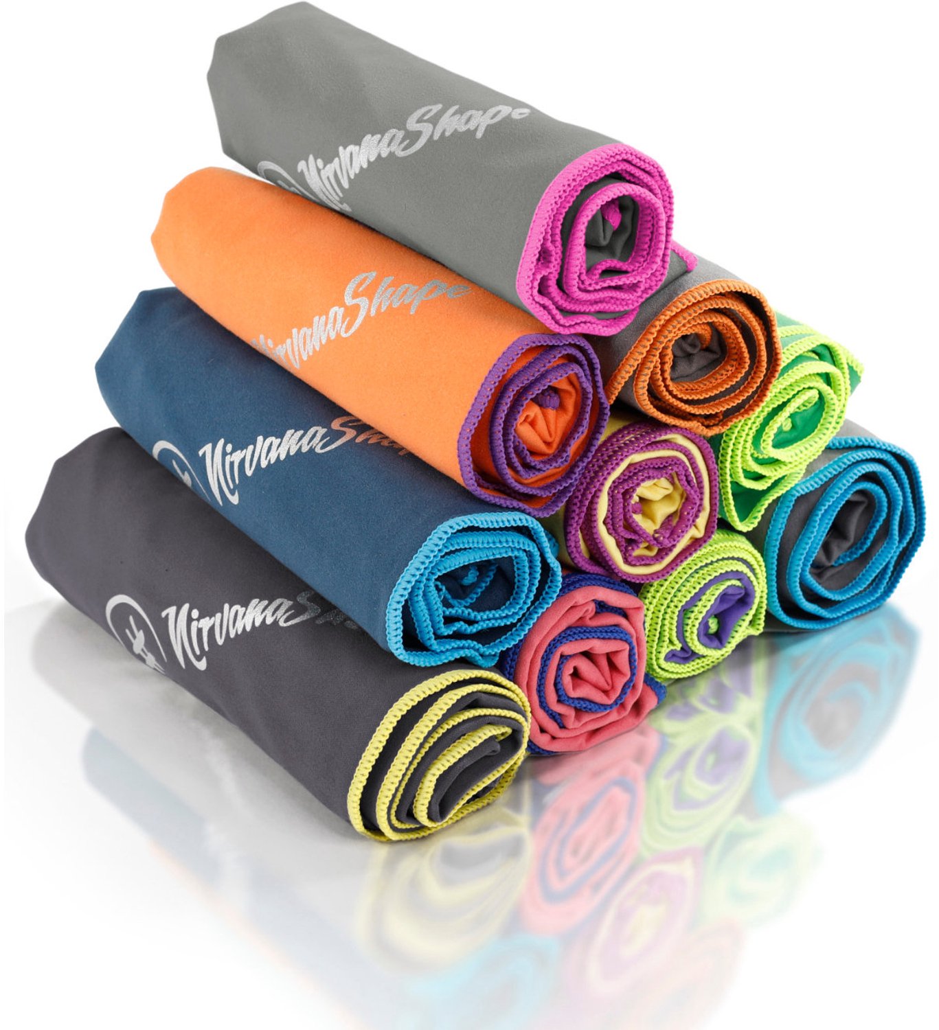 NirvanaShape - microvezel handdoek - microvezel reishanddoek - sneldrogend, ultralicht en zijdezacht - tot 8 keer meer absorberend - 100 x 50 cm - Lichtgrijs / Roze Rand