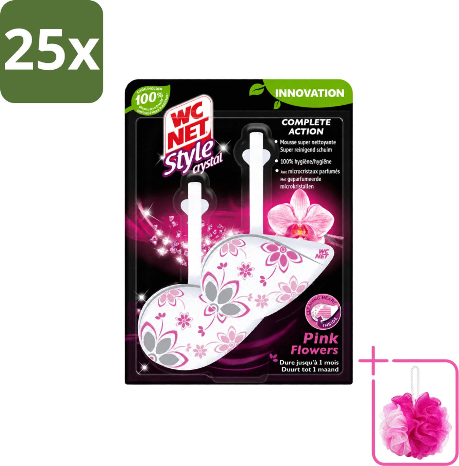25 x WC Net - Toiletblok - Frisse Bloemen - 2 Blokjes - Bulkverpakking - WC net - Douchemop - Toilet net