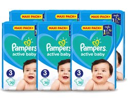 6 x Pampers – Luiers – Active Baby Maat 3 – 70 Luiers - Voordeelverpakking - 6 stuks