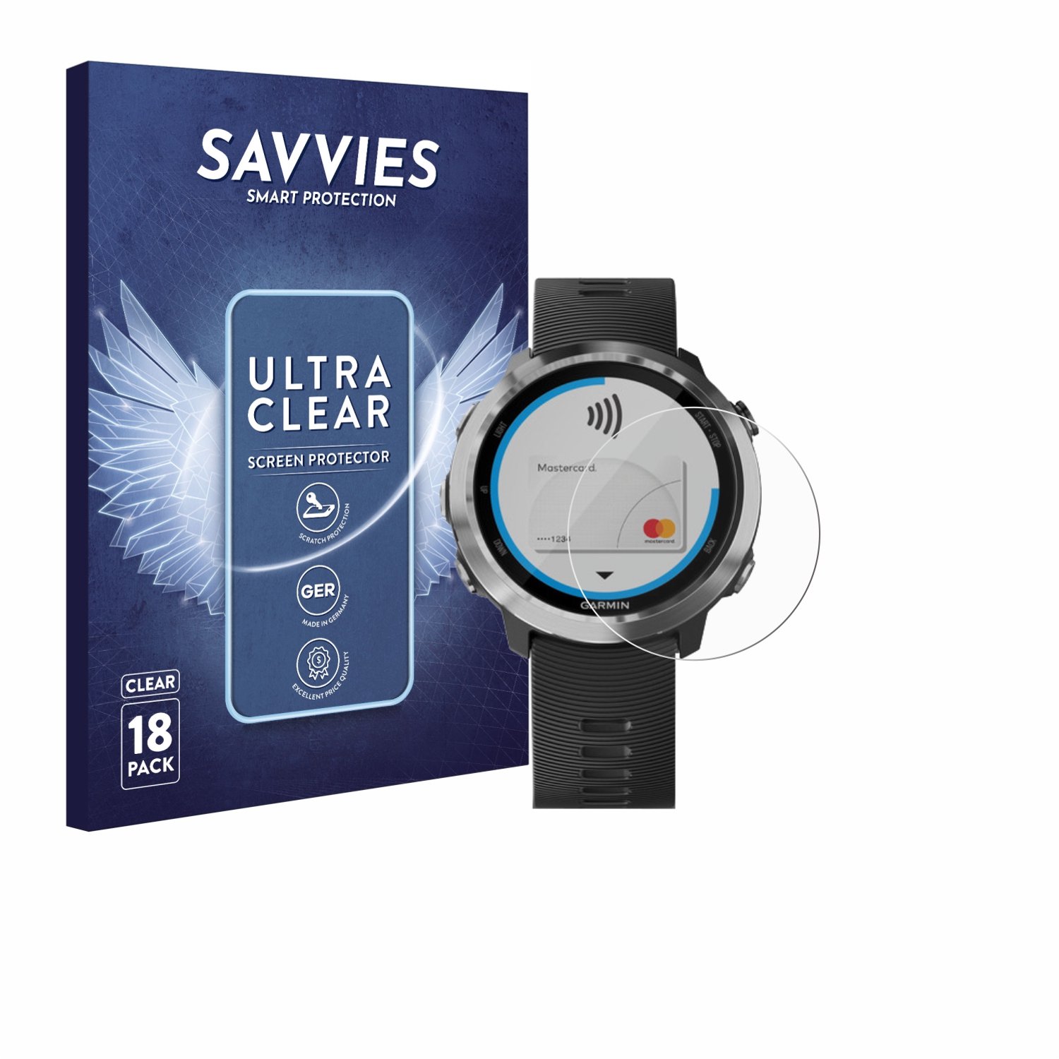 Savvies - Screenprotector voor Garmin Forerunner 645 - Folie Beschermfolie transparant 18 Stuks