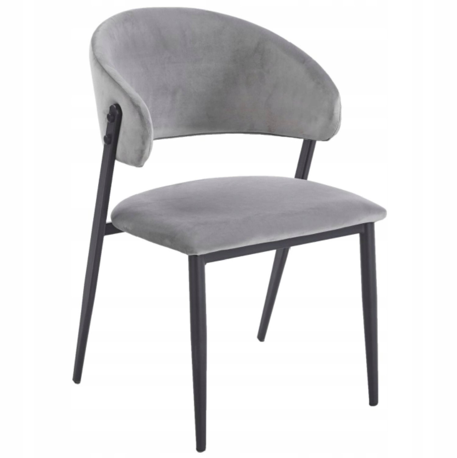 Furnitex K48-FX - Eetkamerstoel - Grijze fluwelen bekleding - Riviera 91 - Zwart metalen onderstel
