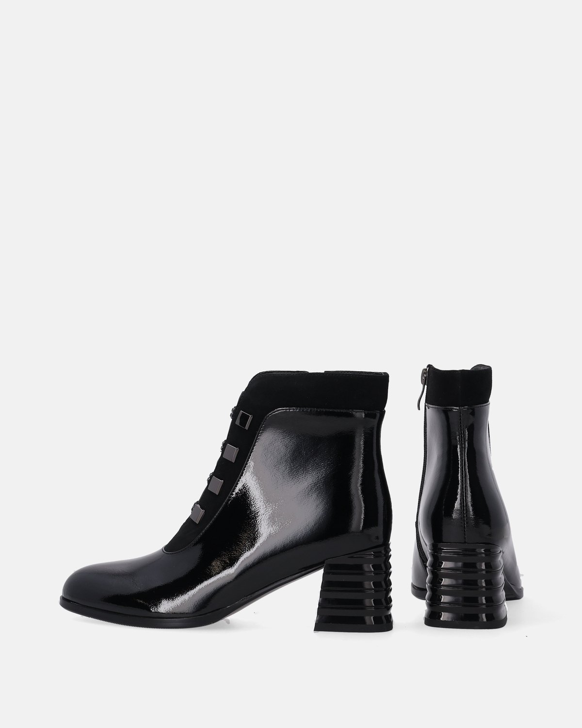 Elegante gelakte damesenkellaarzen - Hak van 6 cm - Zwart - Maat 37