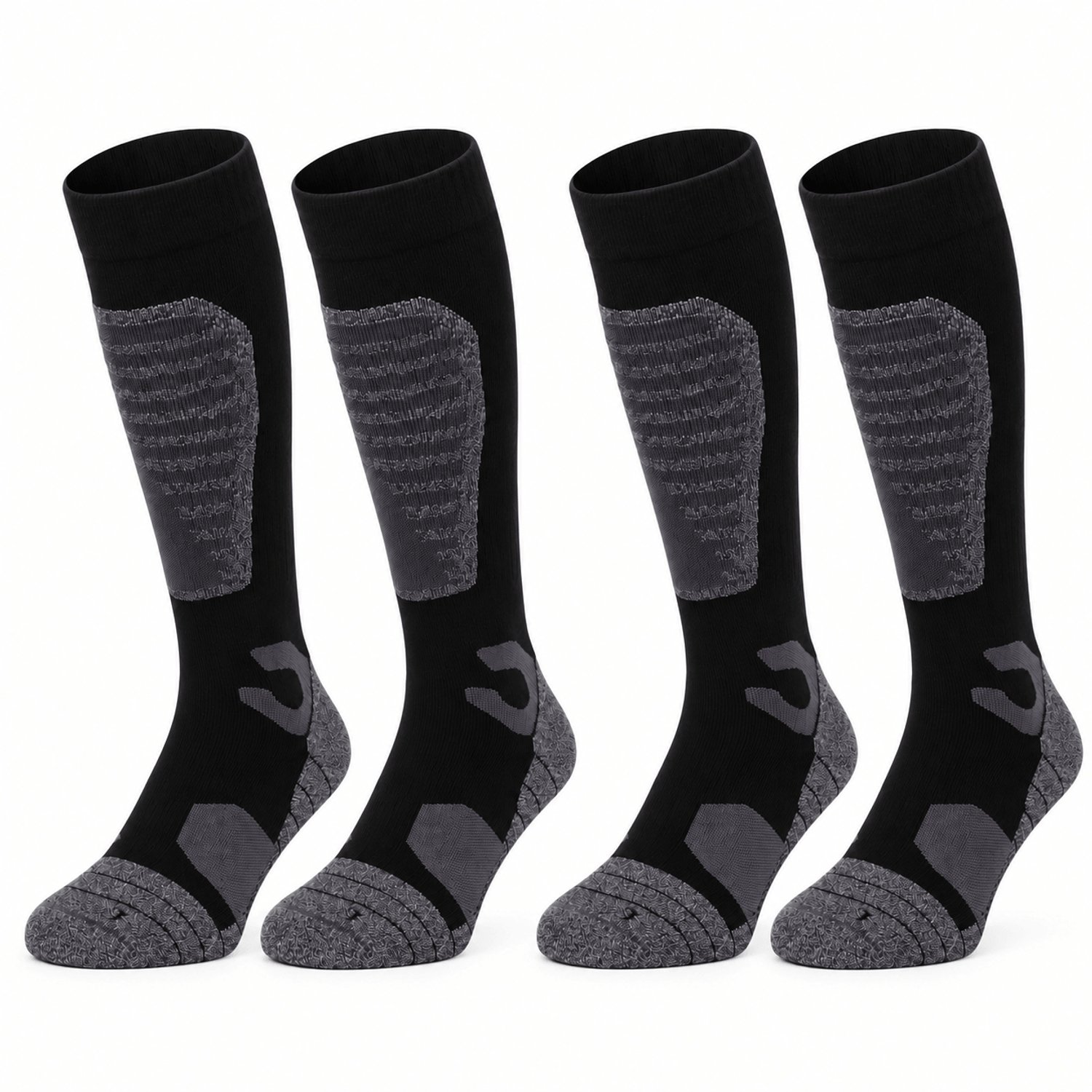 NOMAD® Skisokken Pro Merinowol 2-Pack Skiën Snowboarden Wandelen Goede vochtafvoer Extra versteviging Ski Sokken Heren Dames Zwart