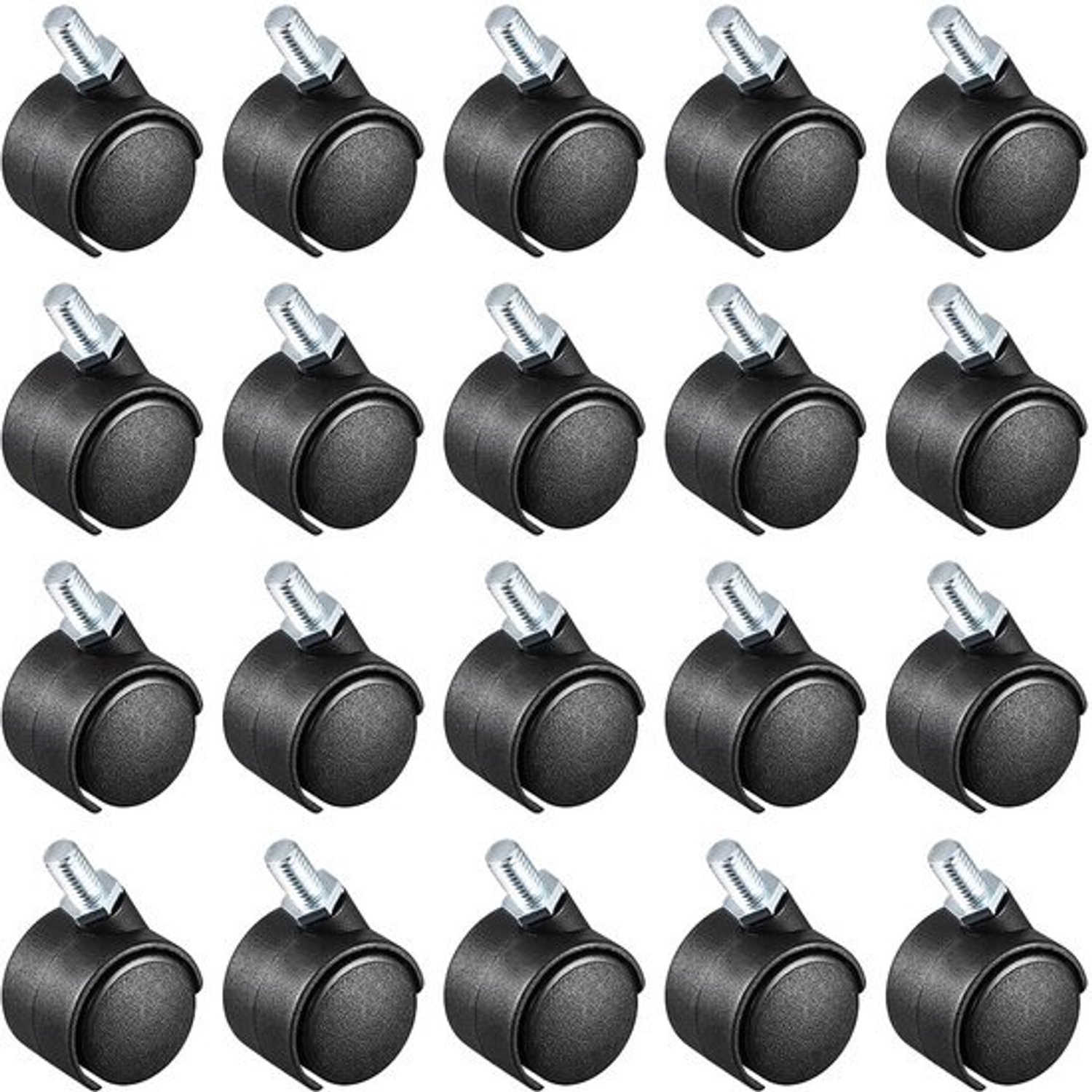 Dailygoods - 20 nylon zwenkwielen met dubbel wiel en draadstang - Voor kasten en schappen