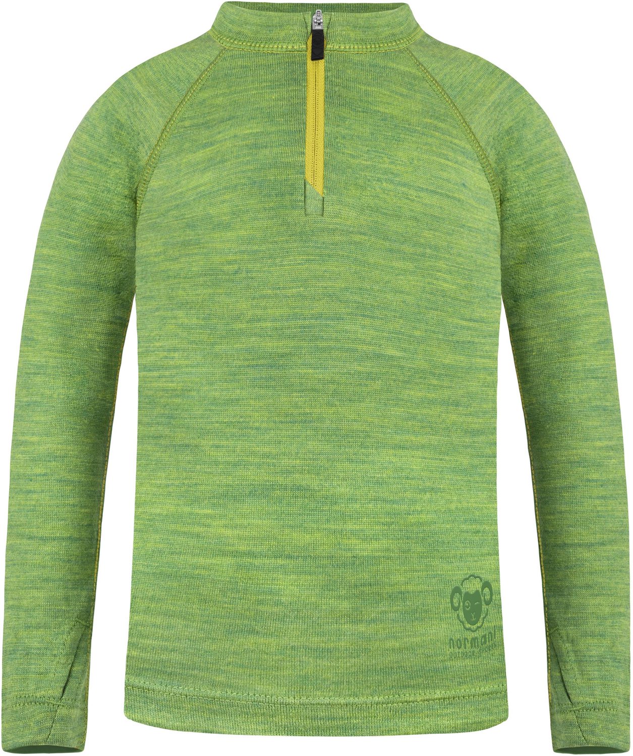 Kinder-shirt met lange mouwen van merinowol en 1/4 rits „Nyapari“