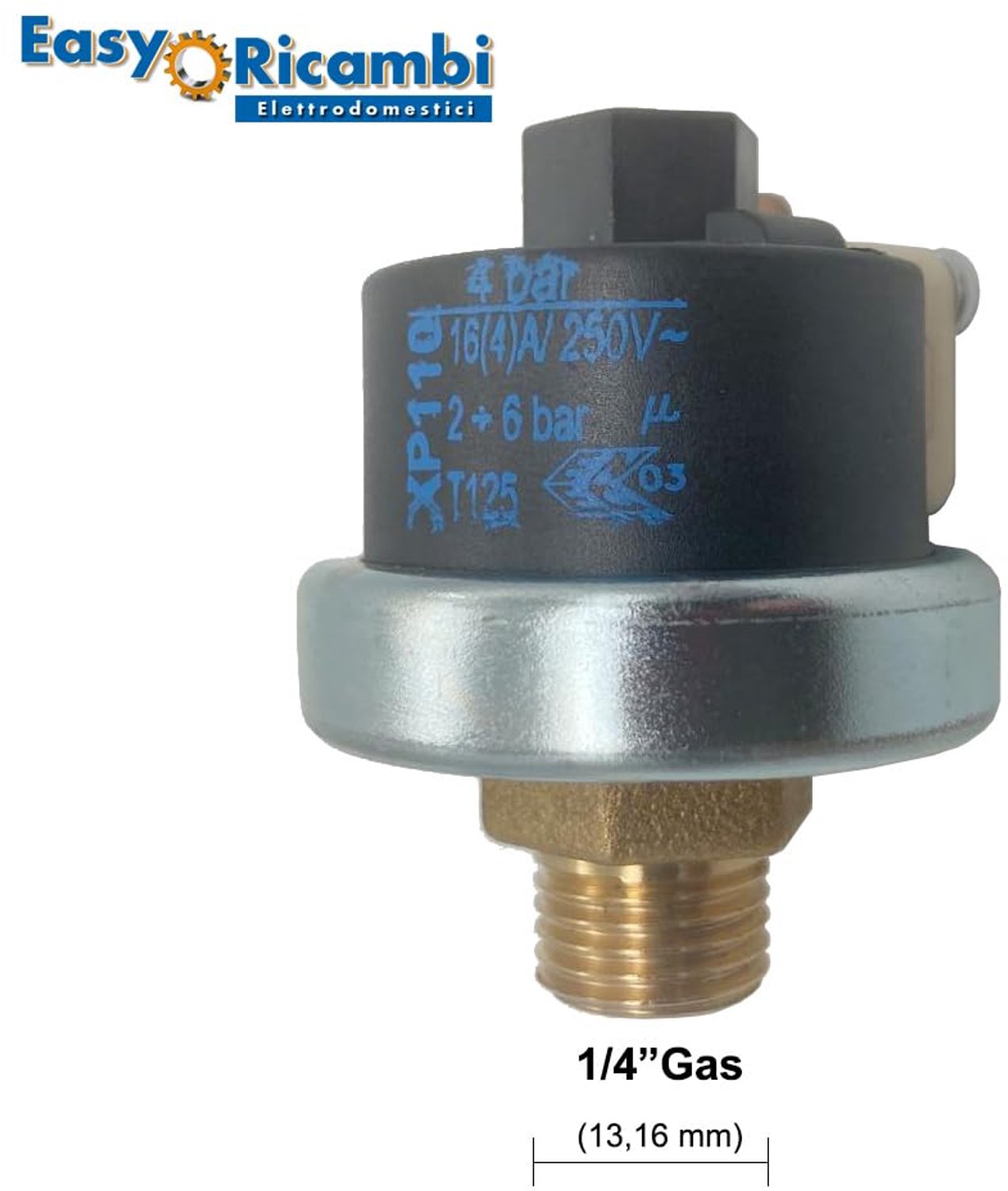 Drukschakelaar Waterpomp XP110 - Verstelbaar van 2 tot 6 Bar - 1/4" Gasaansluiting - Voor het Beheren van Waterdruk - Vemera