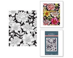 Spellbinders BetterPress Plate - Peony Background - 11,4 x 14,6 cm