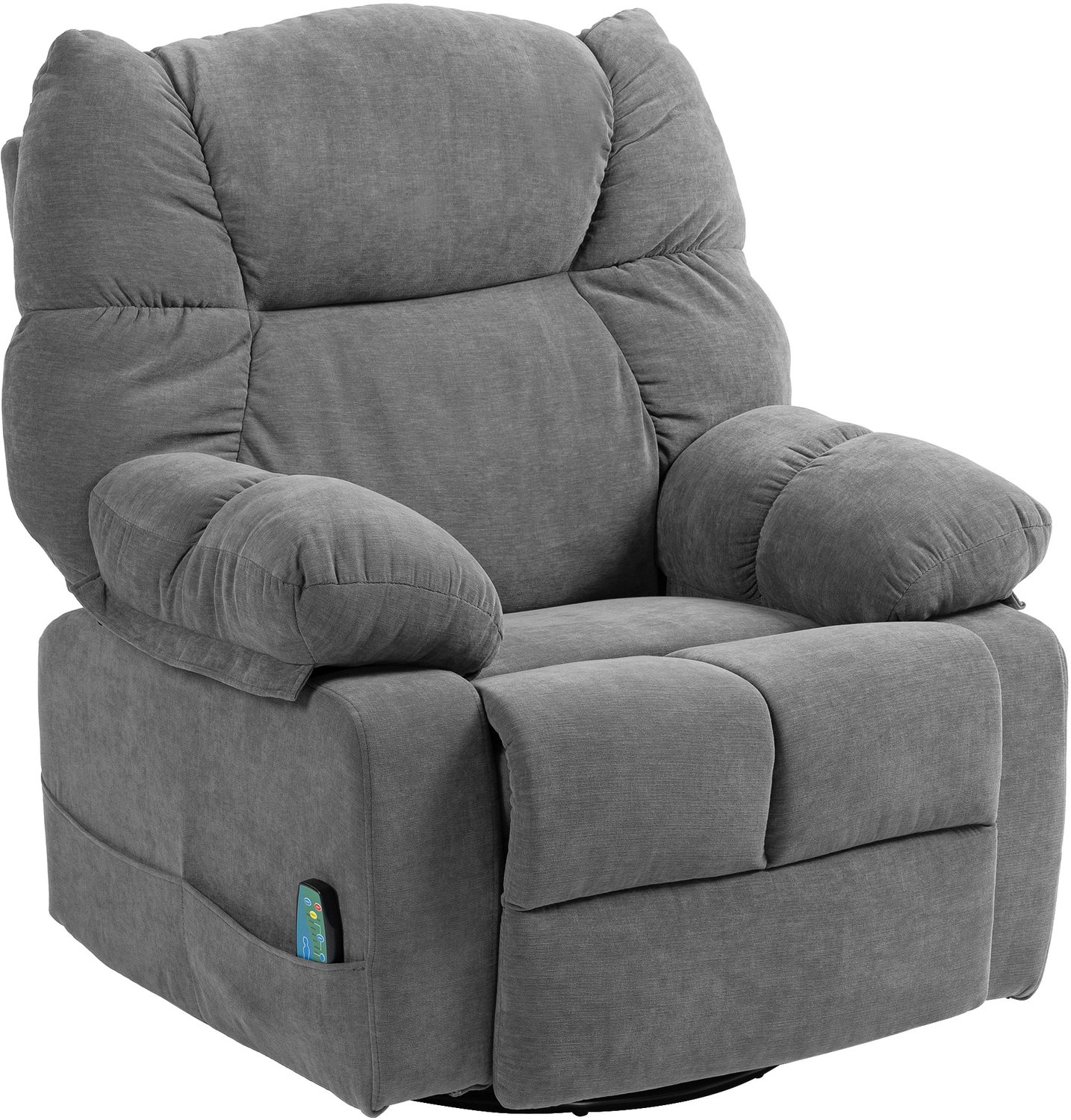 Homcom Massagefauteuil met verwarming en voetsteun - Relaxfauteuil - Massagestoel - TV-fauteuil - Donkergrijs Dunkelgrau